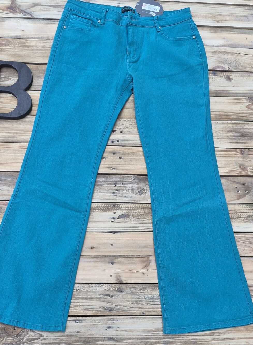 Women’s Teal Wide Leg Jeans — Flare Fit
